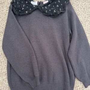 Zara Gray Sweater with Floral Collar